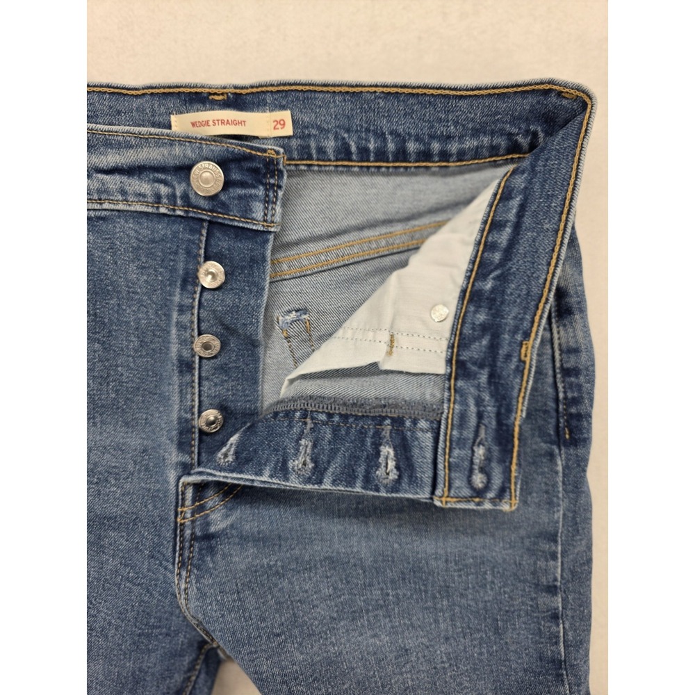 Levi's Premium Wedgie Straight Jeans Womens 8 29x28 Medium Wash High Rise NWT - Picture 7 of 13